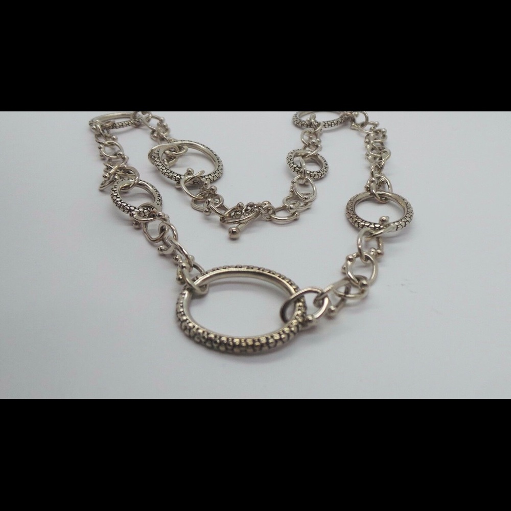 .925 Sterling Silver Toggle Link Chain Necklace - image 2